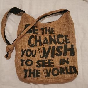 Be the Change Natural Life Burlap Bag